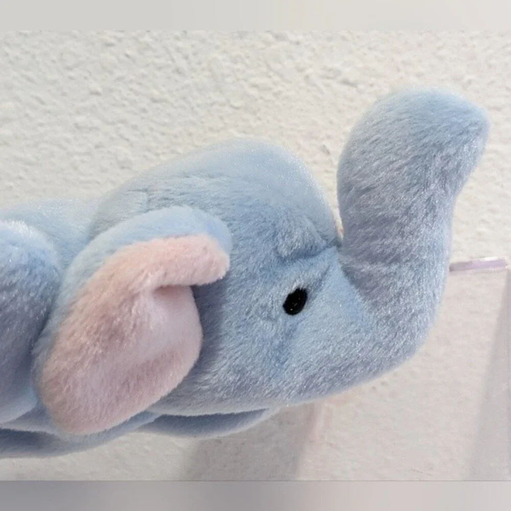 Ty Beanie Baby Peanut The Elephant Light Blue PVC Pellets 1995 - Picture 11 of 12